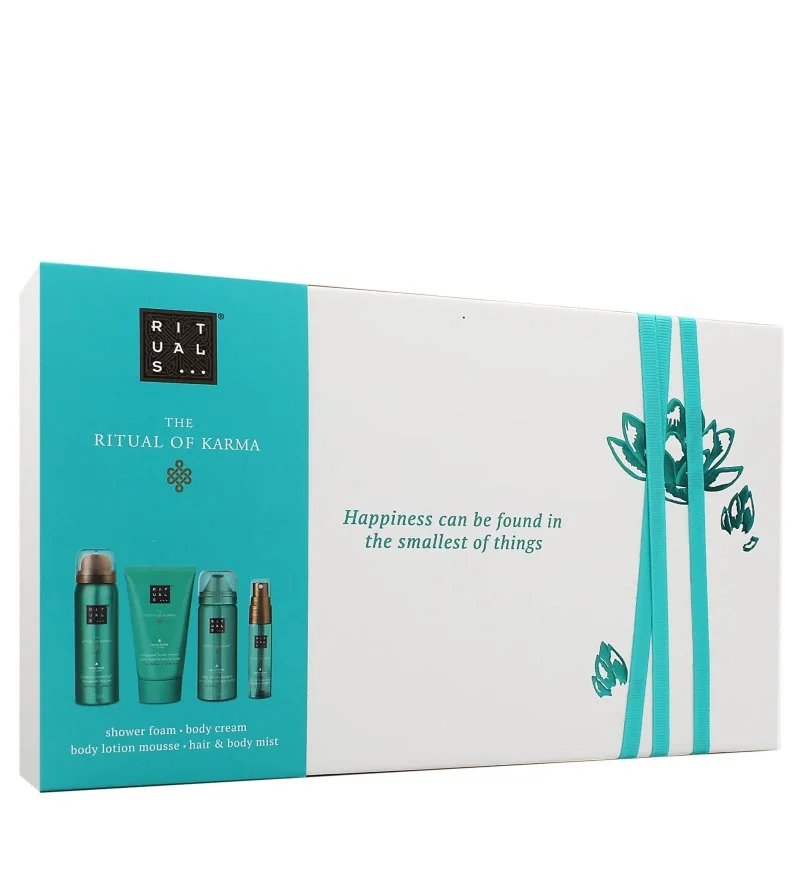 The Ritual of Karma gavesæt showergel 50 ml + mist til krop og hår 20 ml + kropsskum 50 ml + kropscreme