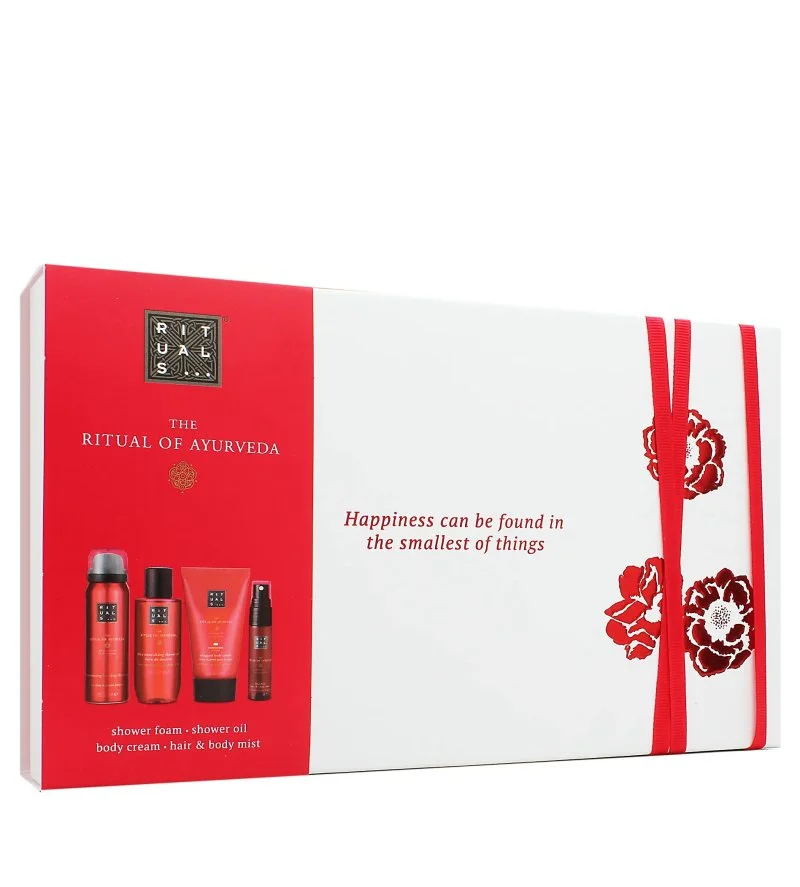 The Ritual of Ayurveda gavesæt brusegel 50 ml + bruseolie 75 ml + kropscreme 70 ml + kropsmist