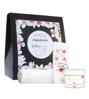 RYOR Sakura gavesæt sukkerscrub med japansk kirsebær 325 g + mild showergel med japansk kirsebær