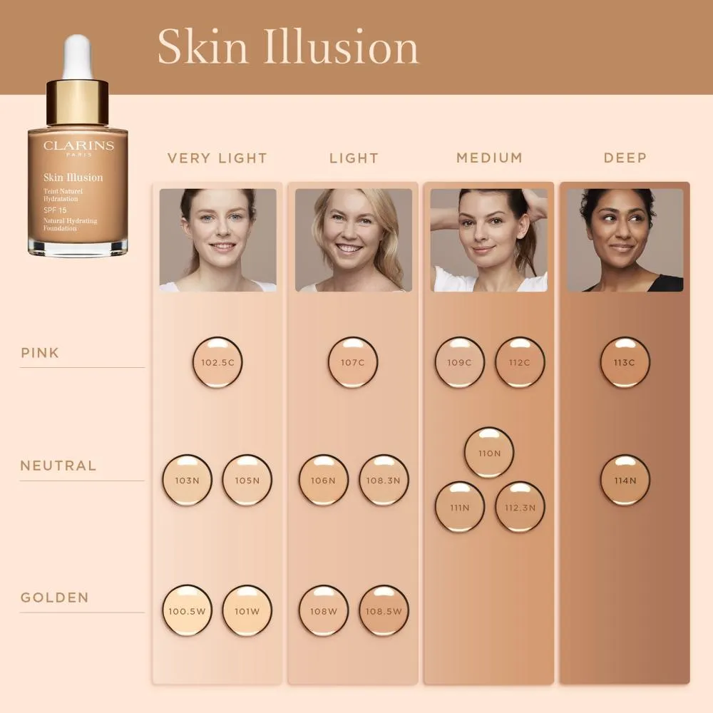Skin Illusion Naturlig Fugtighedsgivende Foundation SPF 15 (107C) 30 ml