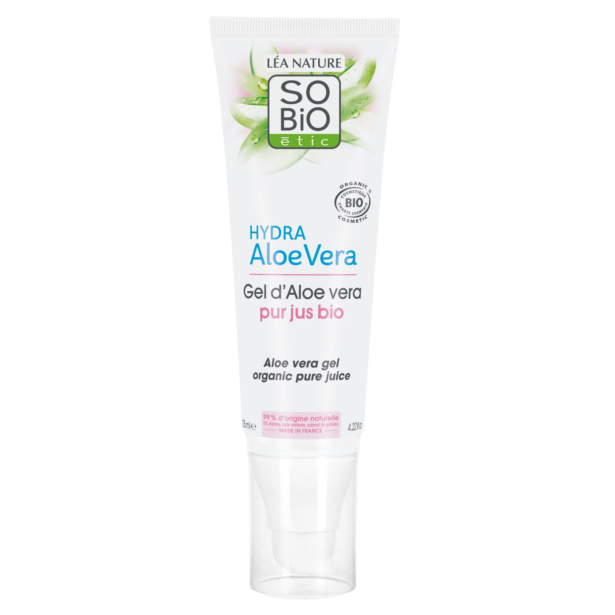 SO’BiO étic Aloe vera-gel - hypoallergenisk, økologisk (125 ml) - intensiv fugtgivning og beroligelse af huden