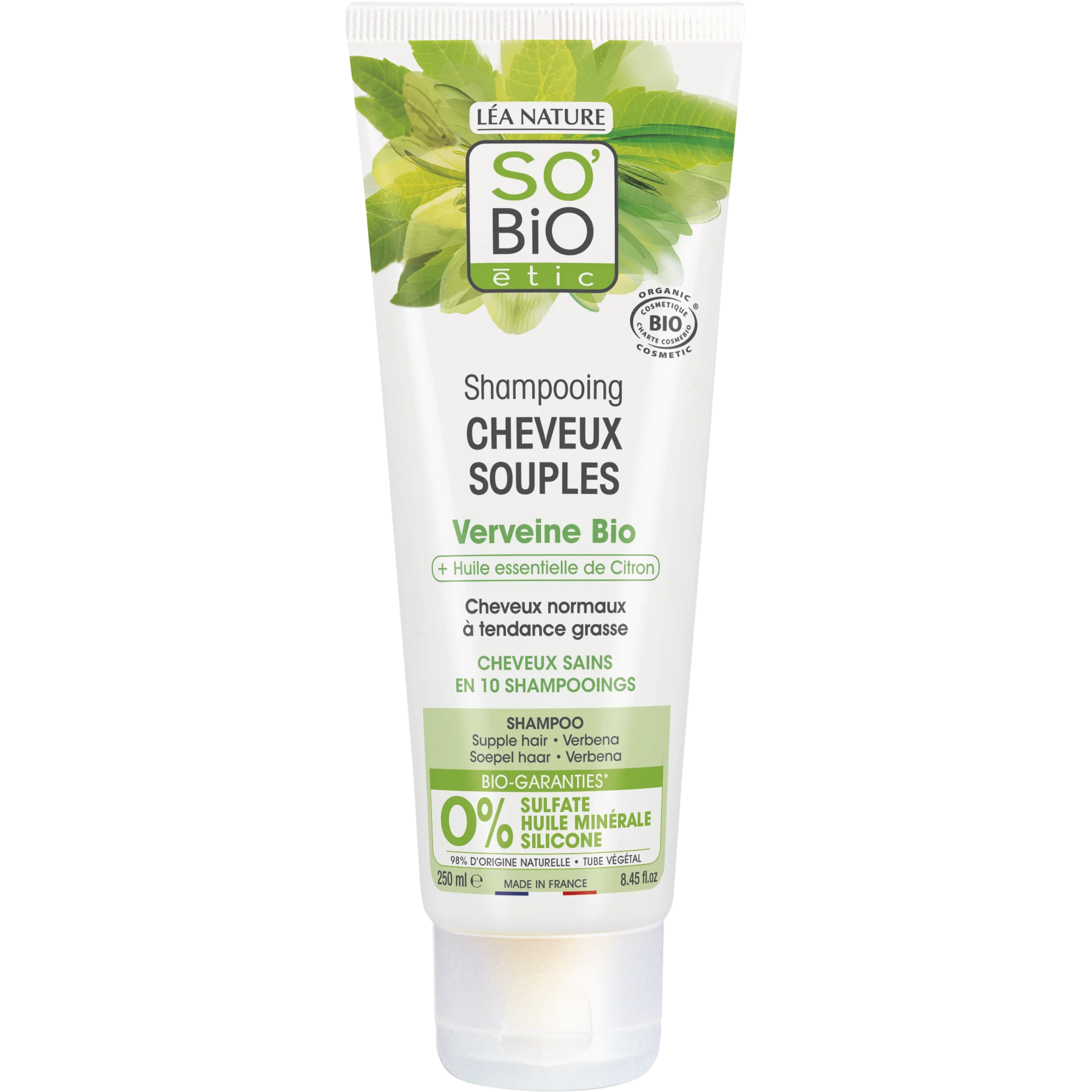 SO’BiO étic Skånsom økologisk shampoo med verbena og citron (250 ml) - ideel til fedtet hår