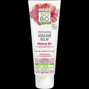 SO’BiO étic Shampoo til farvet og highlightet hår med økologisk hibiscus (250 ml) - bevarer farvens glans