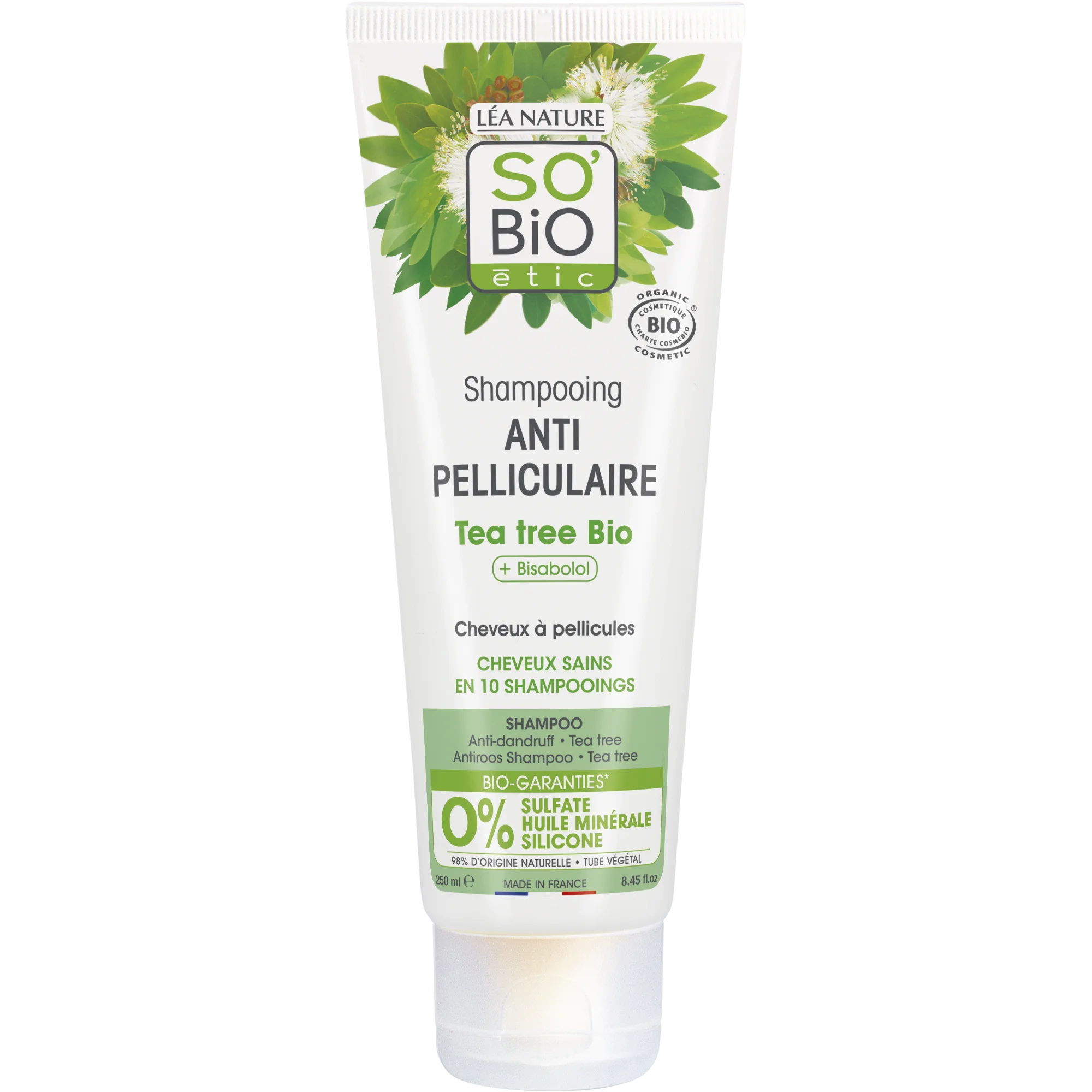 SO’BiO étic Shampoo mod skæl med tea tree og bisabolol ØKO (250 ml) - med saft fra aloe vera