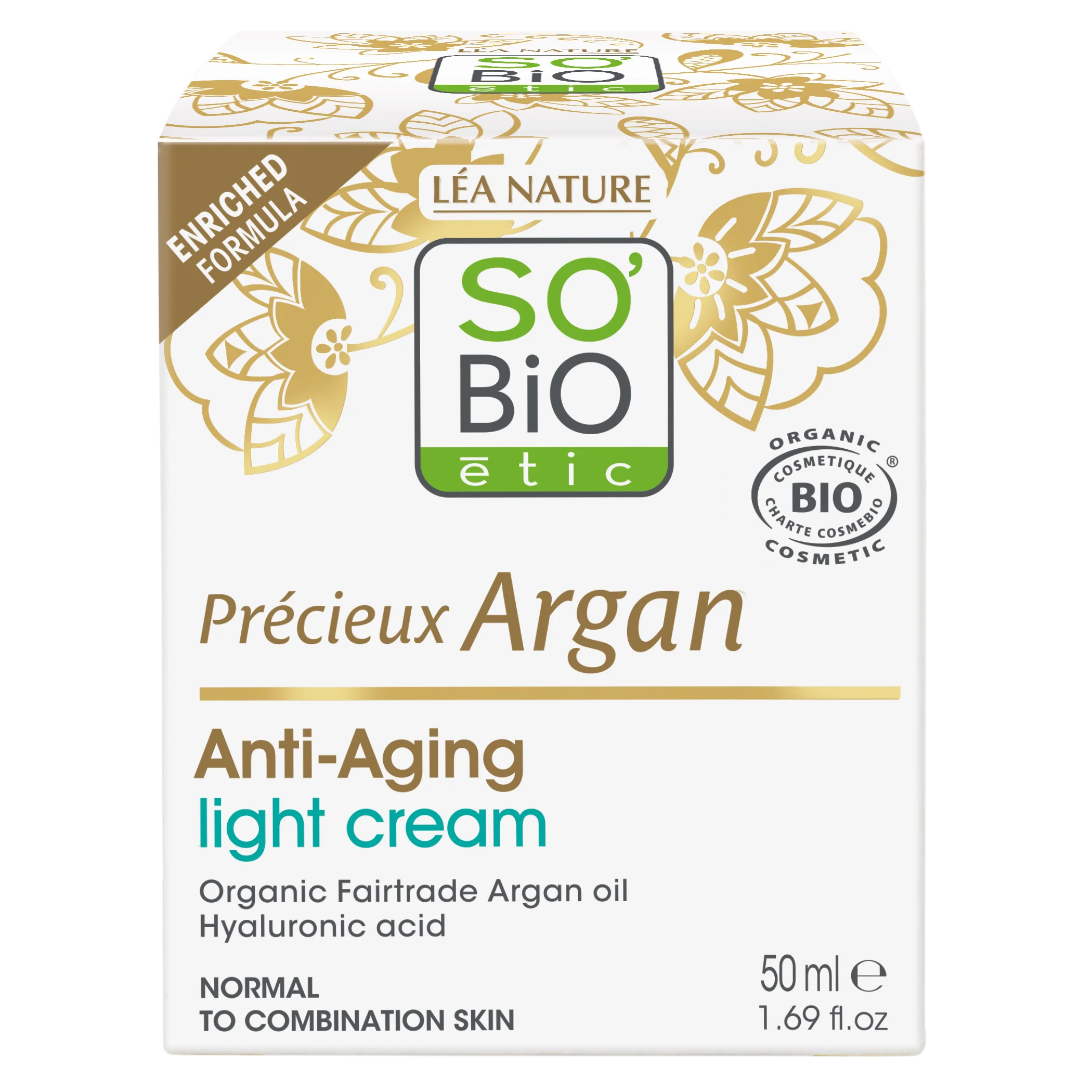 SO’BiO étic Anti-age Precieux Argan Let dagcreme til normal til kombineret hud BIO (50 ml) - fugter og opstrammer huden