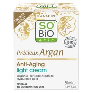 SO’BiO étic Anti-age Precieux Argan Let dagcreme til normal til kombineret hud BIO (50 ml) - fugter og opstrammer huden