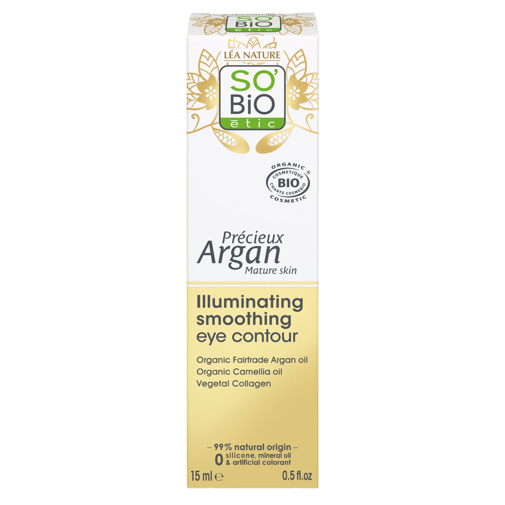 SO’BiO étic Anti-Age Precieux Argan Udglattende øjenpleje GOLD BIO (15 ml) - ideel til moden hud