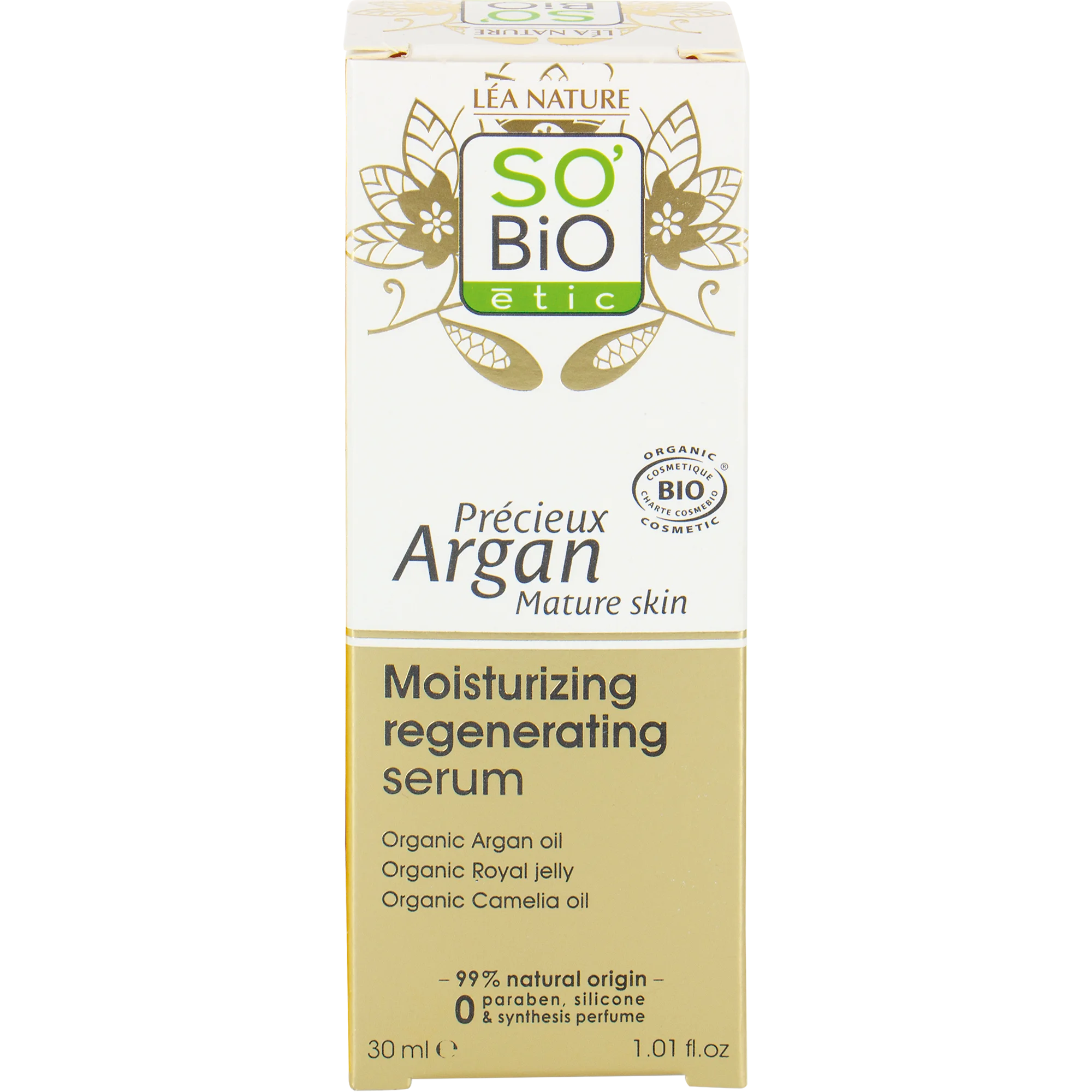 SO’BiO étic Anti-Age Precieux Argan Sérum fugtgivende og regenererende GOLD BIO (30 ml) - med hyaluronsyre
