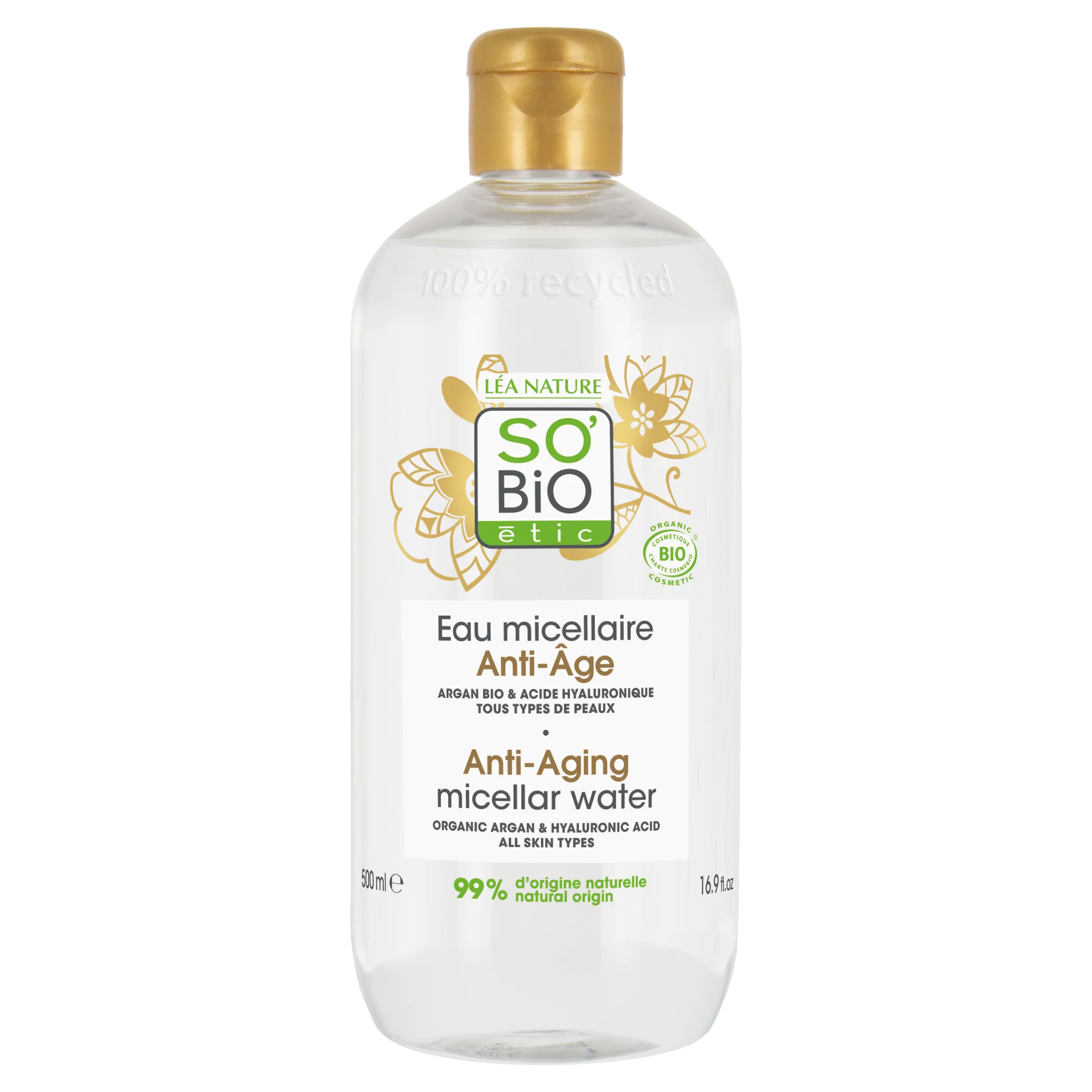 SO’BiO étic Anti-Age Precieux Argan Anti-age micellarvand med hyaluron BIO (500 ml) - med hyaluronsyre