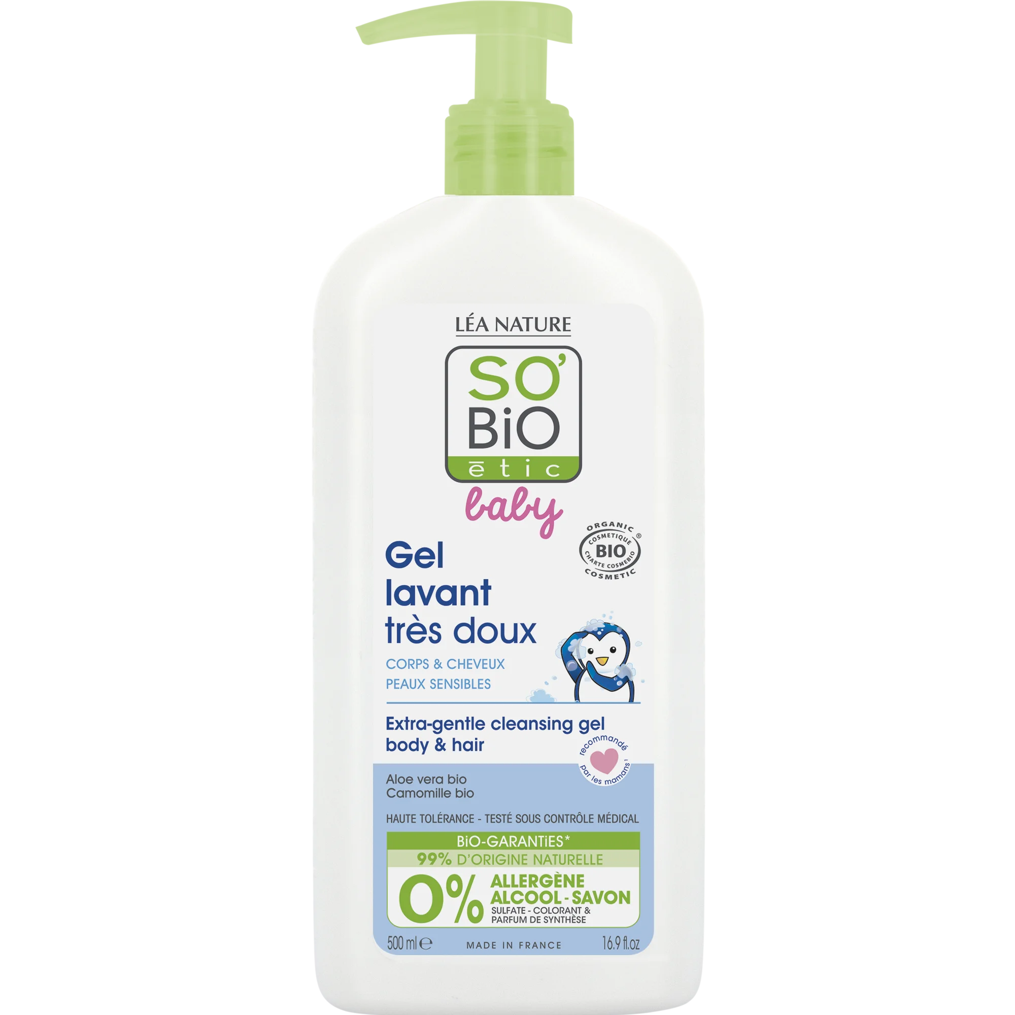 SO’BiO étic BABY Vaskegel til børn - ekstra mild til krop og hår BIO (500 ml) - svier ikke i øjnene