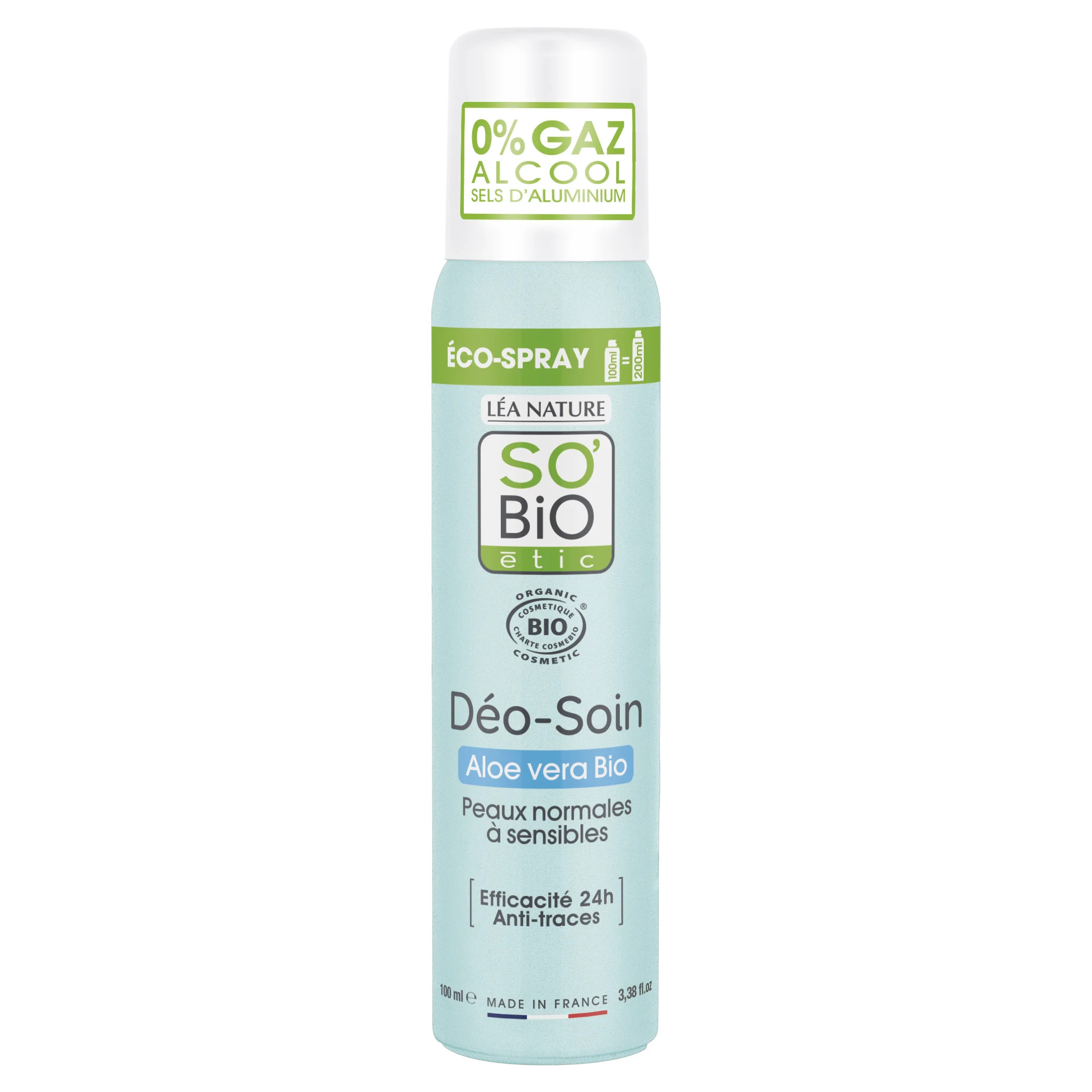 SO’BiO étic Naturlig deodorant ECO SPRAY 24h - Aloe vera BIO (100 ml) - virker i op til 24 timer