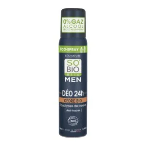 SO’BiO étic Naturlig deodorant ECO SPRAY 24h MEN - cedertræ ØKO (100 ml) - effektiv i op til 24 timer