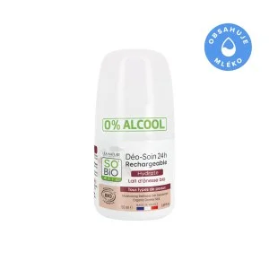 SO’BiO étic Deodorant roll-on 24h fugtgivende med æselmælk - genopfyldelig, økologisk (50 ml) - også til sensitiv hud