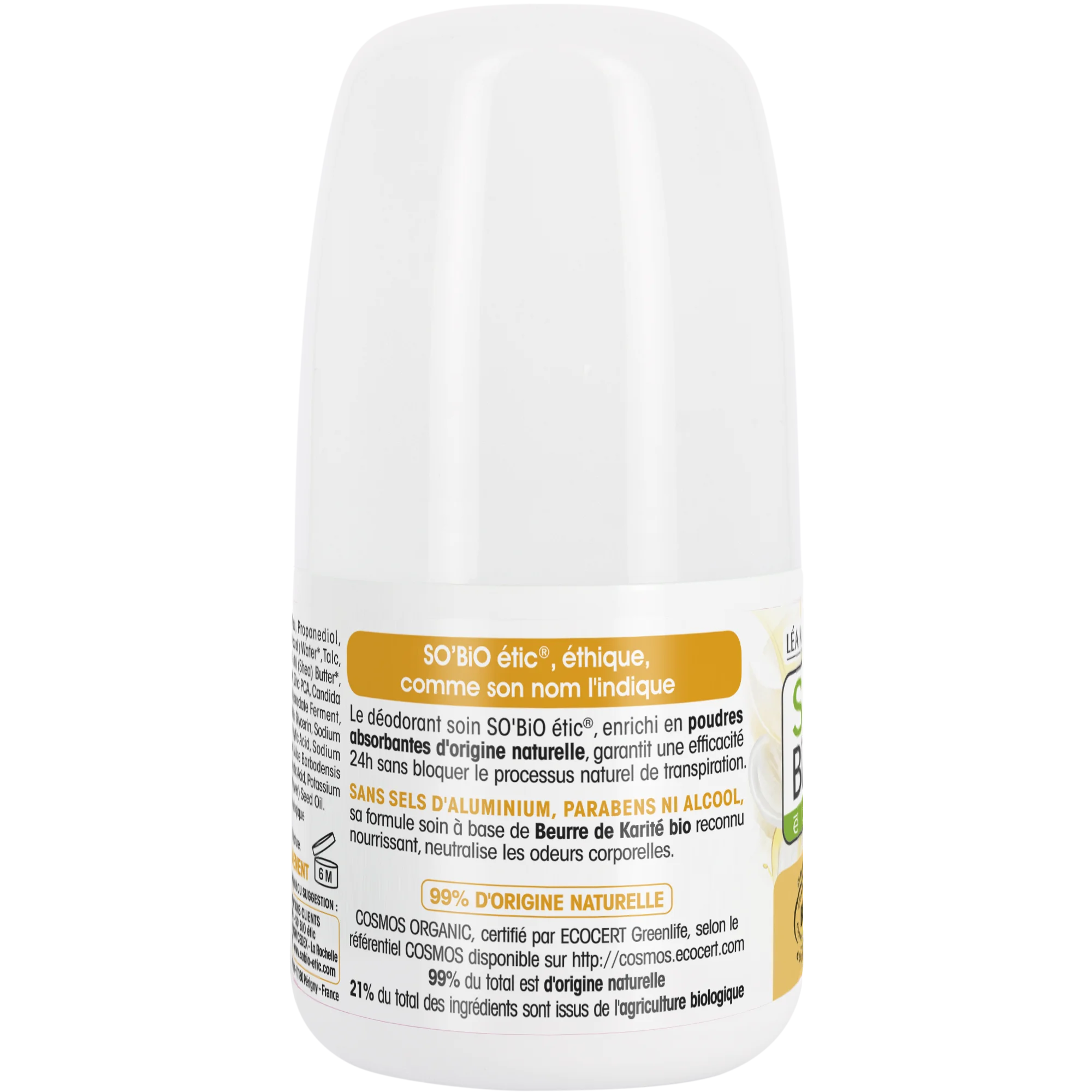 SO’BiO étic Roll-on deodorant 24h Nutrition+ med økologisk sheasmør (50 ml) - virker i op til 24 timer
