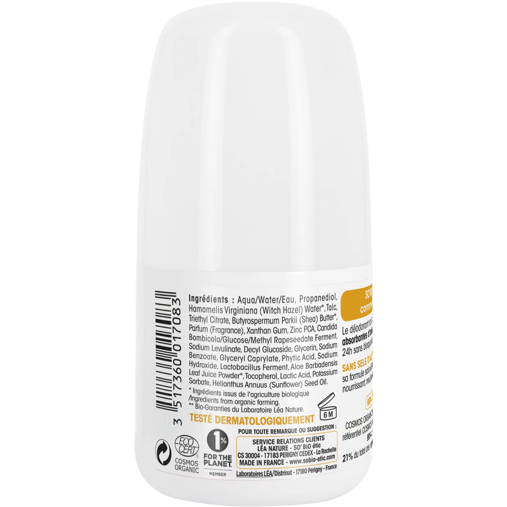 SO’BiO étic Roll-on deodorant 24h Nutrition+ med økologisk sheasmør (50 ml) - virker i op til 24 timer