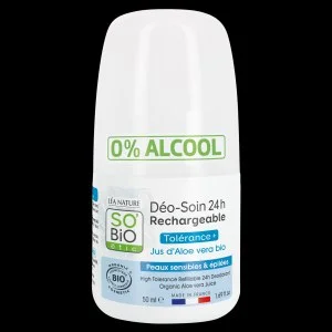 SO’BiO étic Roll-on deodorant 24 t - Tolerance+ med Aloe vera BIO (50 ml) - effektiv i op til 24 timer