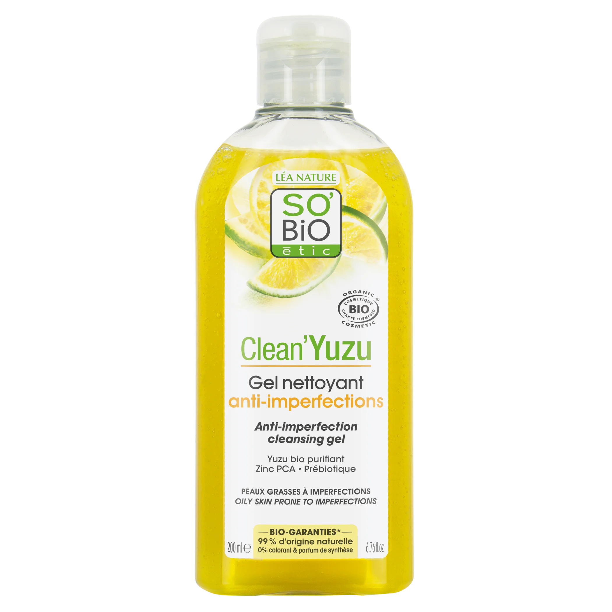 SO’BiO étic Rensende gel mod uren hud - Clean Yuzu BIO (200 ml) - ideel til fedtet hud