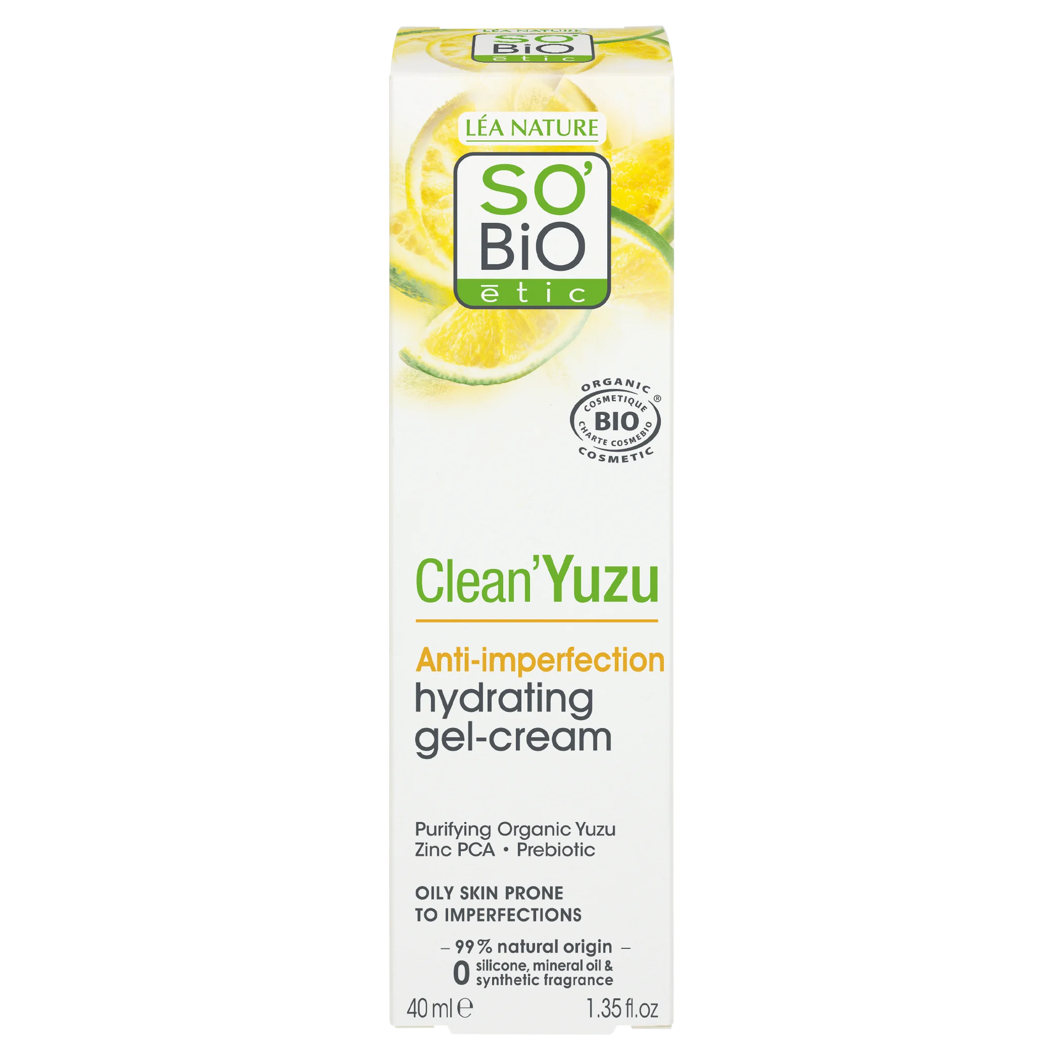 SO’BiO étic Fugtgivende gelcreme til ansigtet - Clean Yuzu BIO (40 ml) - ideel til fedtet hud