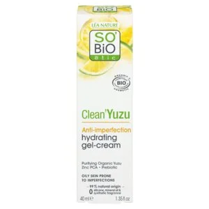 SO’BiO étic Fugtgivende gelcreme til ansigtet - Clean Yuzu BIO (40 ml) - ideel til fedtet hud