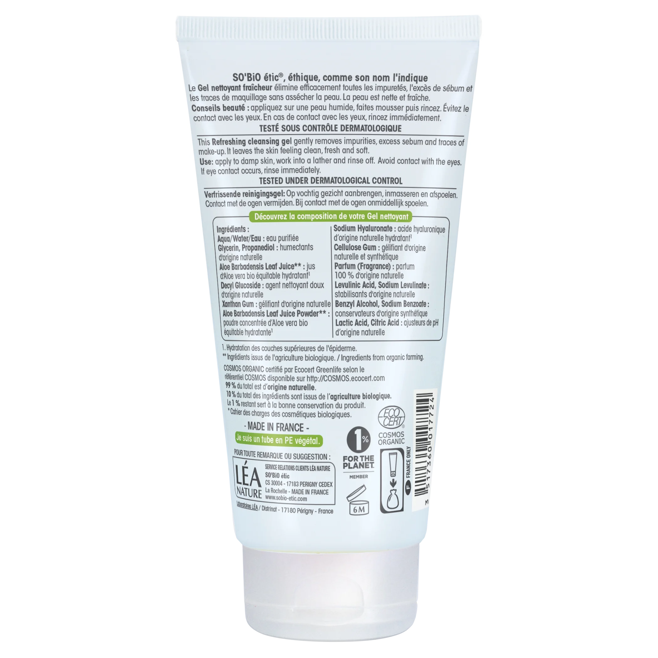 SO’BiO étic Fugtgivende rensegel Aloe vera BIO (150 ml) - til alle hudtyper
