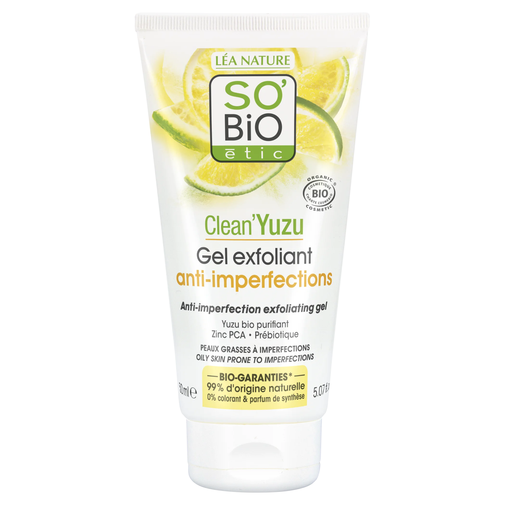 SO’BiO étic Eksfolierende ansigtsgel - Clean Yuzu BIO (150 ml) - ideel til fedtet hud
