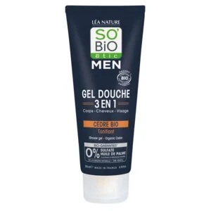 SO’BiO étic MEN 3i1 showergel – tonificerende cedertræ BIO (200 ml) – til krop, ansigt og hår