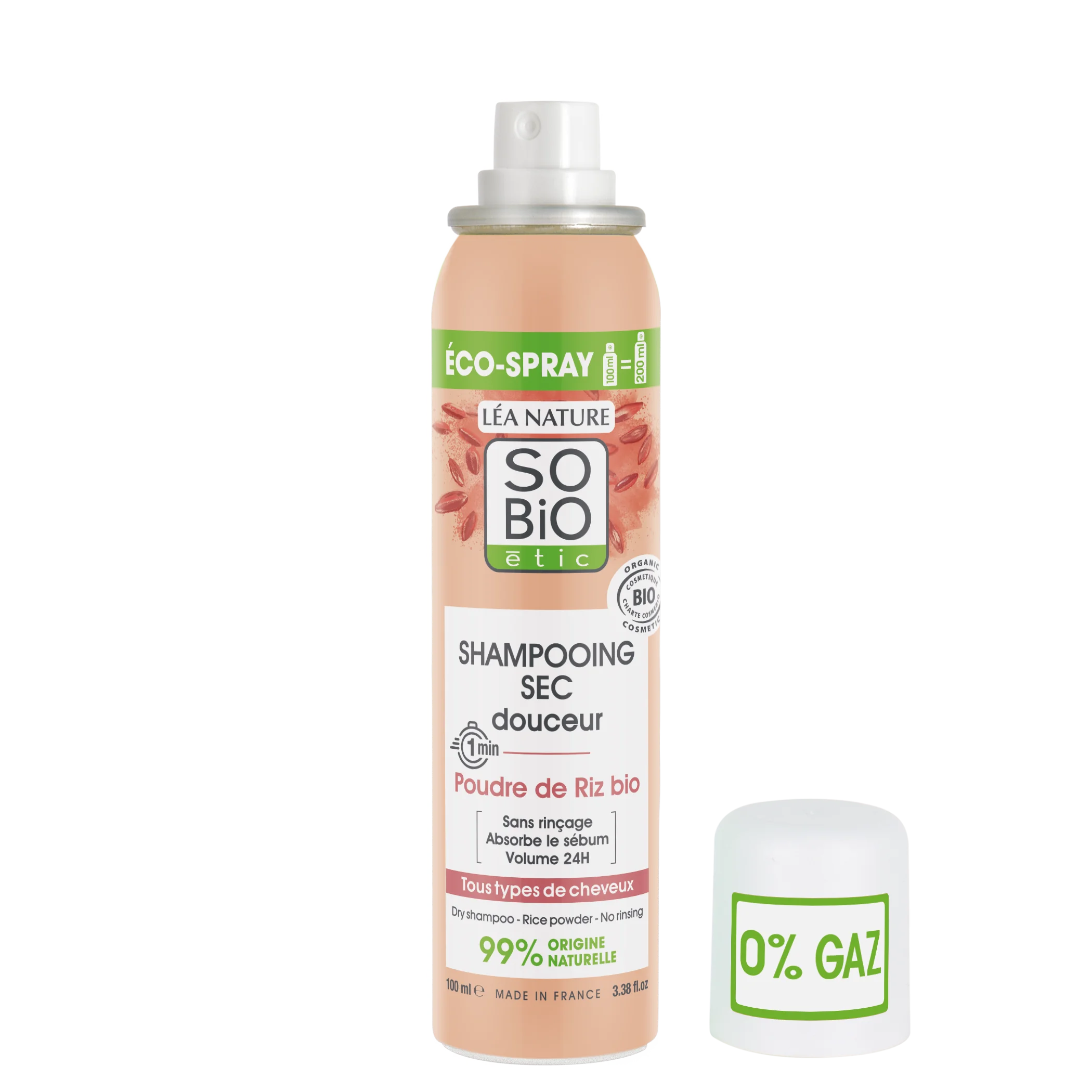 SO’BiO étic Skånsom tørshampoo i spray til følsom hovedbund BIO (100 ml) - volumen og rent hår uden hårvask