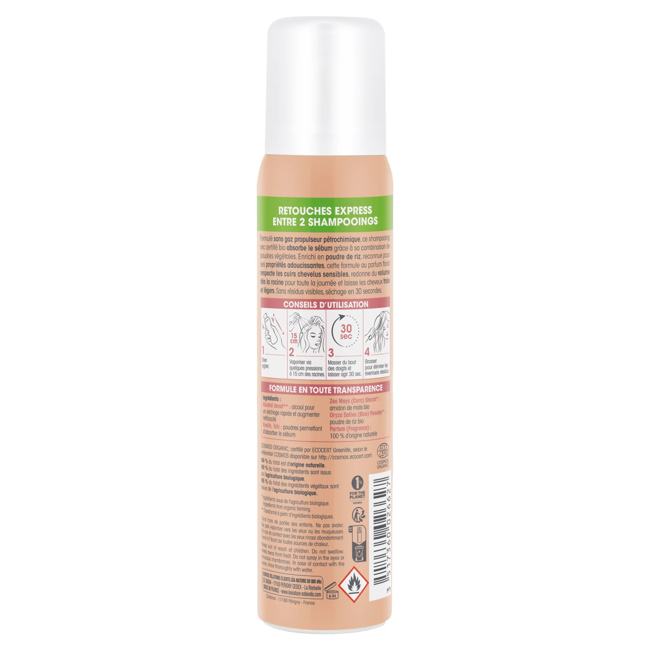 SO’BiO étic Skånsom tørshampoo i spray til følsom hovedbund BIO (100 ml) - volumen og rent hår uden hårvask