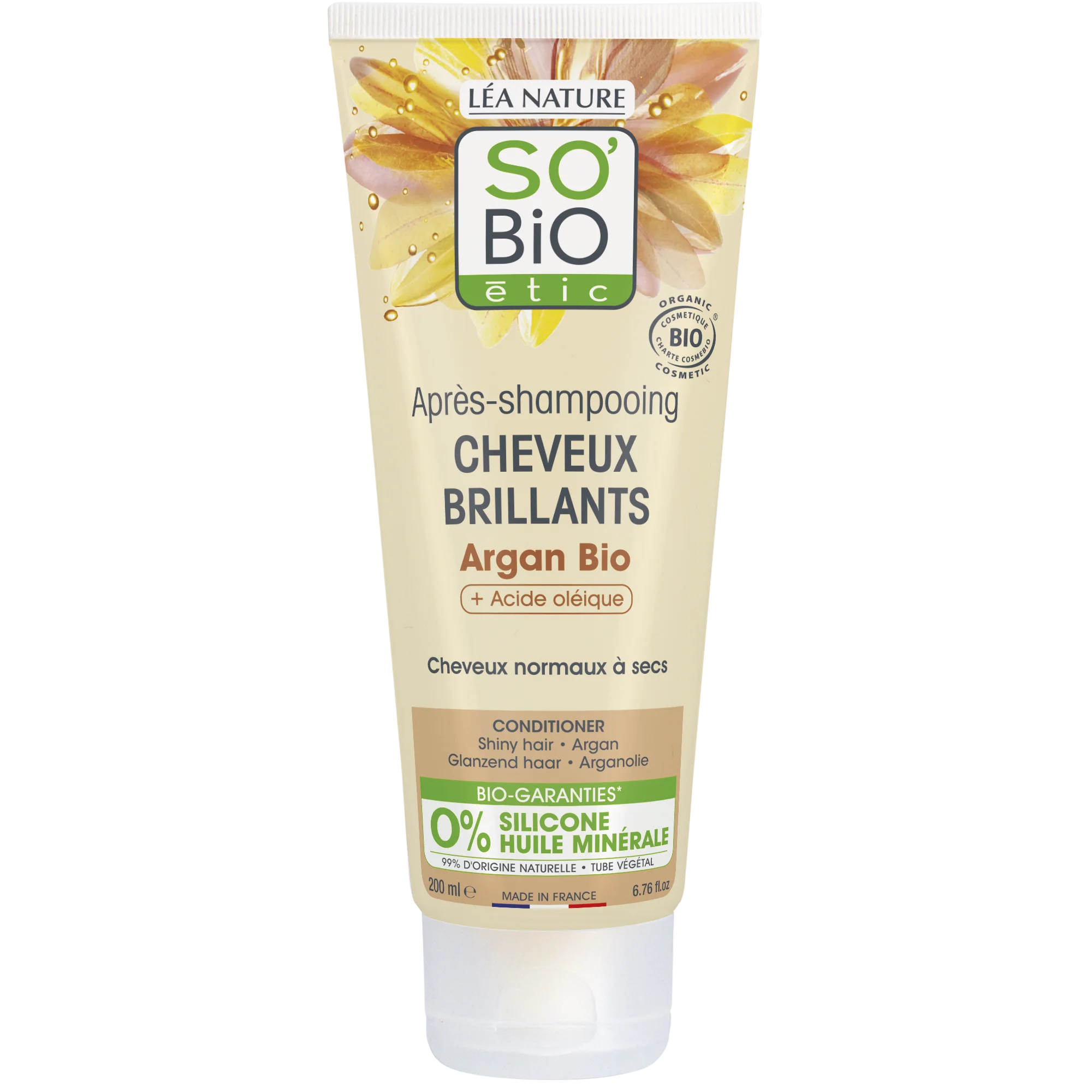SO’BiO étic Argan-balsam til glans - til normalt til tørt hår Økologisk (200 ml) - efterlader håret glansfuldt og blødt