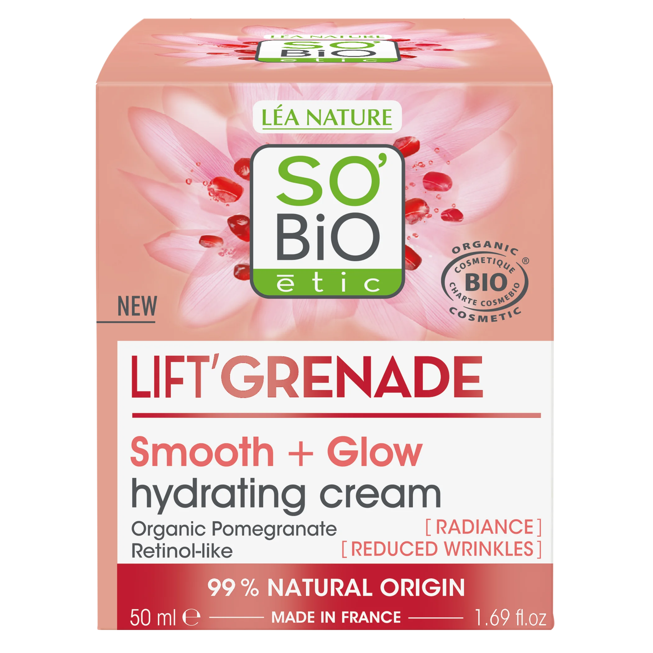 SO’BiO étic Opklarende dagcreme mod rynker Lift'Grenade BIO (50 ml) – med granatæble