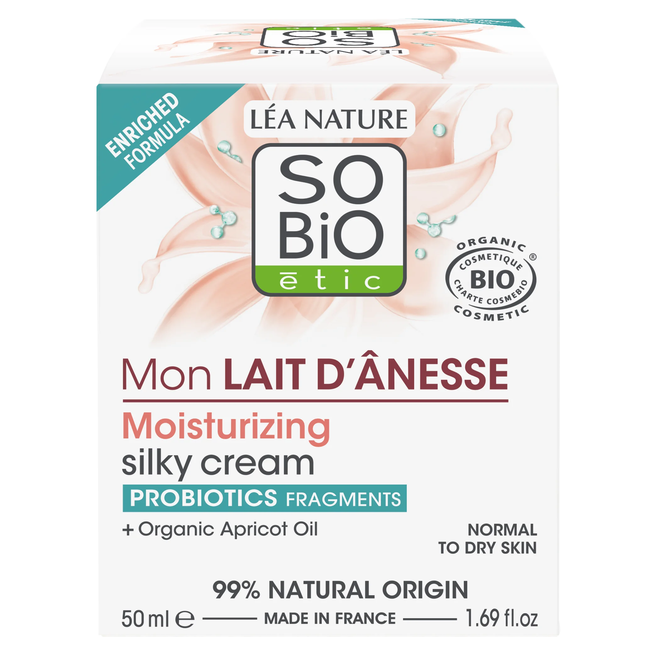 SO’BiO étic Silkeagtig fugtighedscreme med økologisk æselmælk (50 ml) - til alle hudtyper, også sensitiv hud