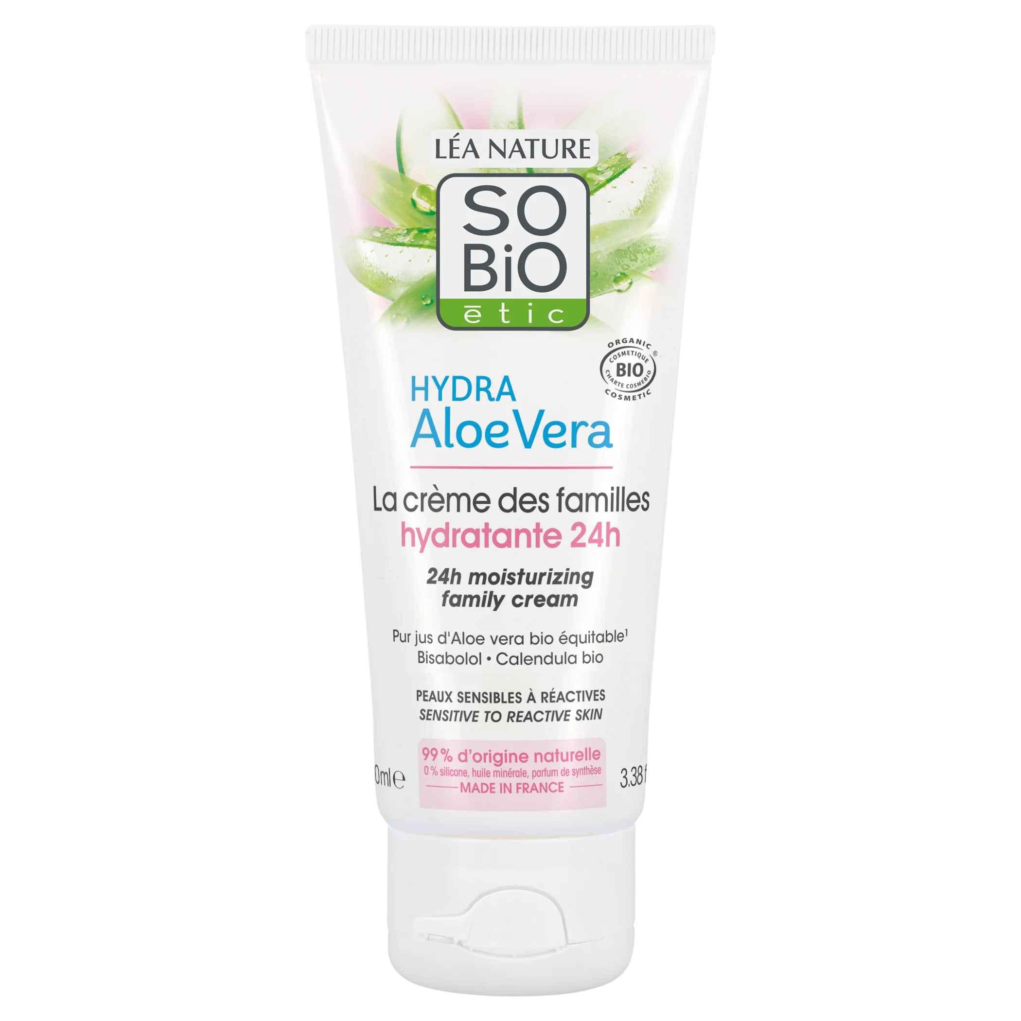 SO’BiO étic Fugtgivende hypoallergen creme med Aloe vera til hele familien ØKO (100 ml) - fugter, beroliger og regenererer