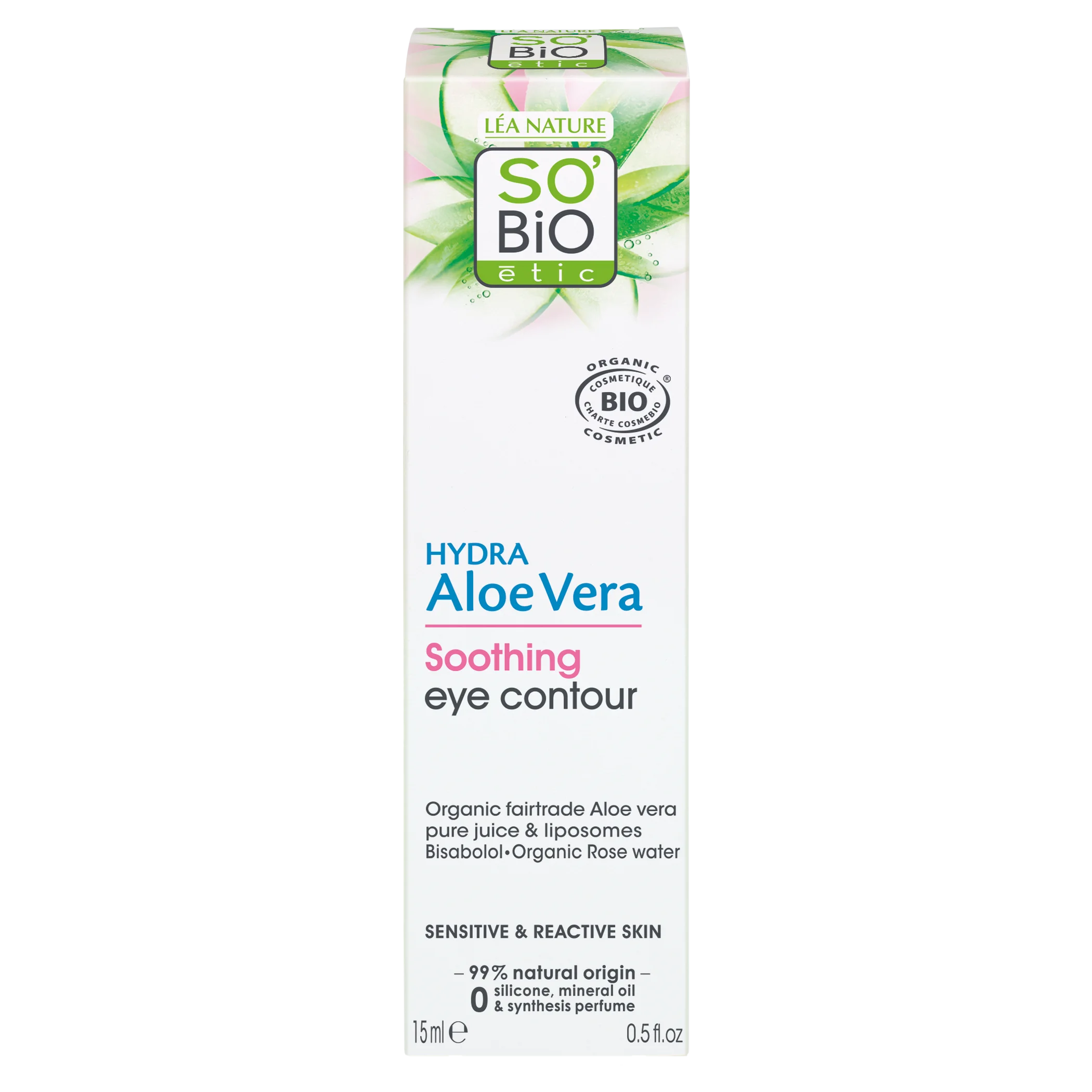 SO’BiO étic Beroligende øjencreme med økologisk Aloe Vera (15 ml) - fugter og beroliger området omkring øjnene