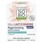 SO’BiO étic Regenererende natcreme med økologisk æselmælk (50 ml) - pisket tekstur