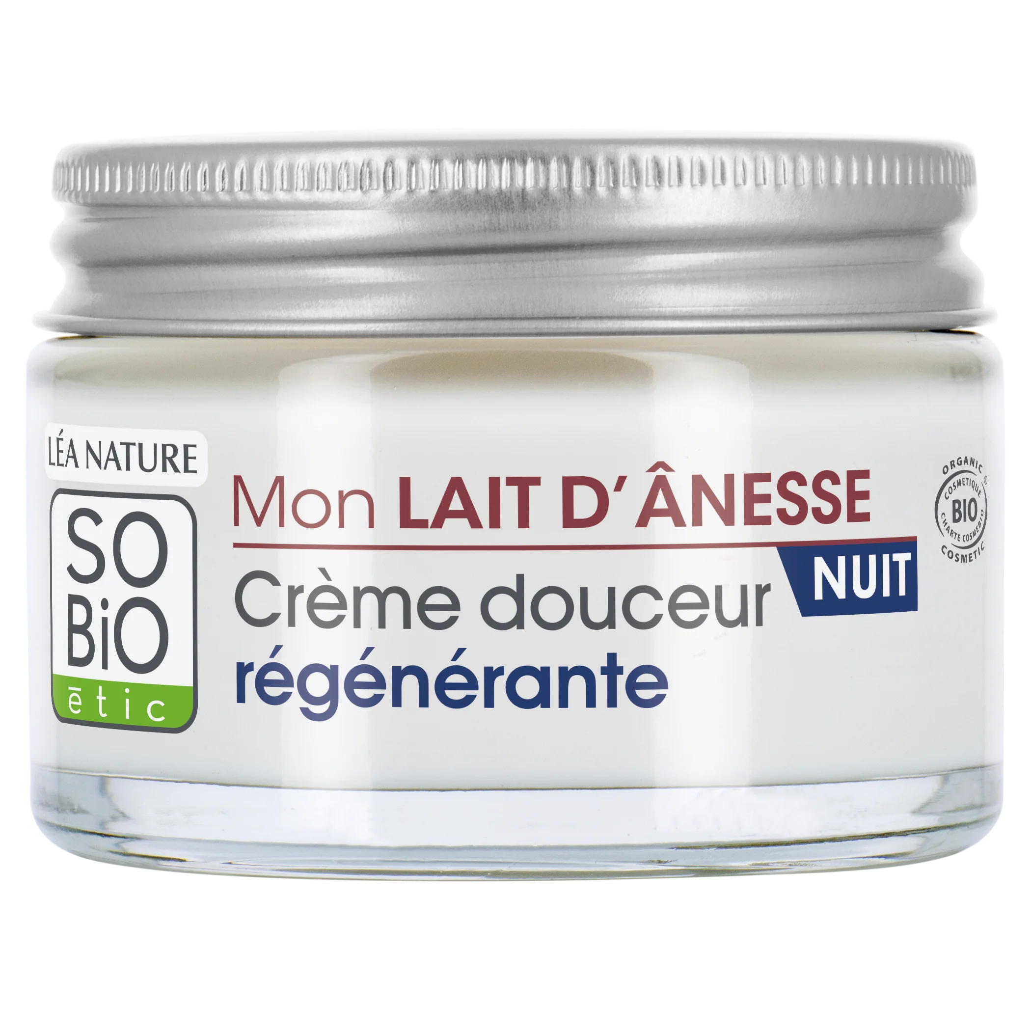 SO’BiO étic Regenererende natcreme med økologisk æselmælk (50 ml) - pisket tekstur
