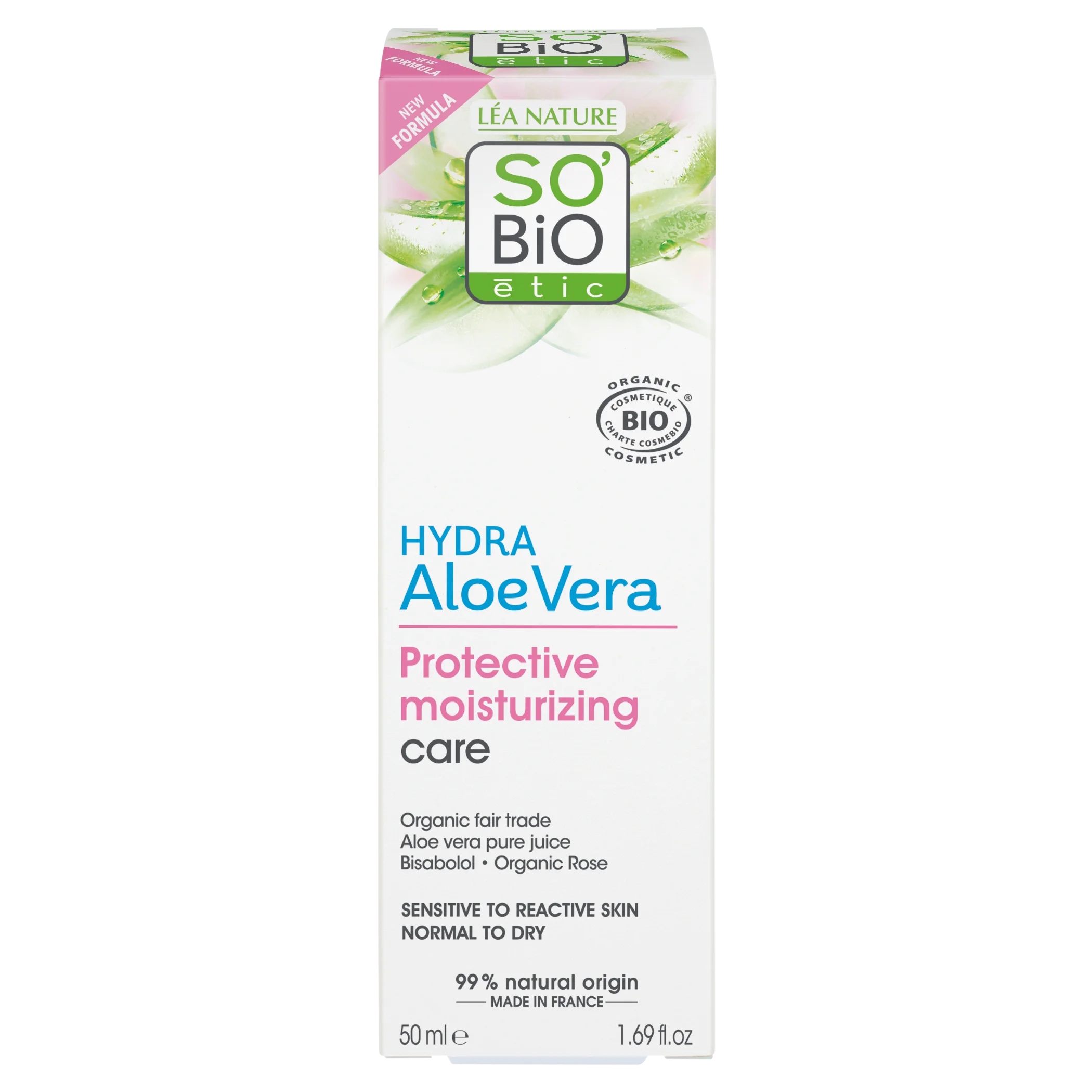 SO’BiO étic Beskyttende creme til sensitiv hud med Aloe vera 5i1 BIO (50 ml) - fugter og beroliger huden