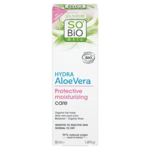 SO’BiO étic Beskyttende creme til sensitiv hud med Aloe vera 5i1 BIO (50 ml) - fugter og beroliger huden