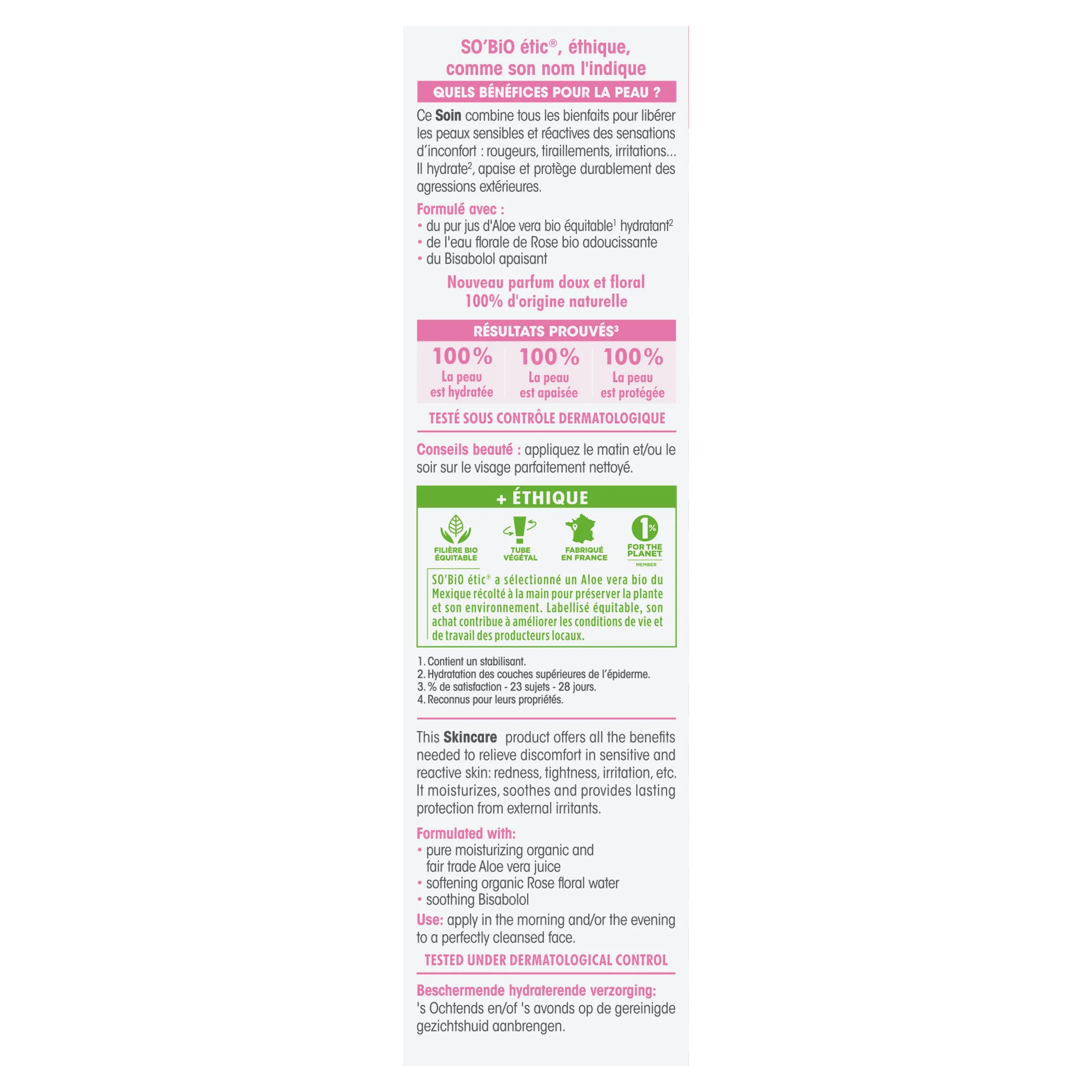 SO’BiO étic Beskyttende creme til sensitiv hud med Aloe vera 5i1 BIO (50 ml) - fugter og beroliger huden