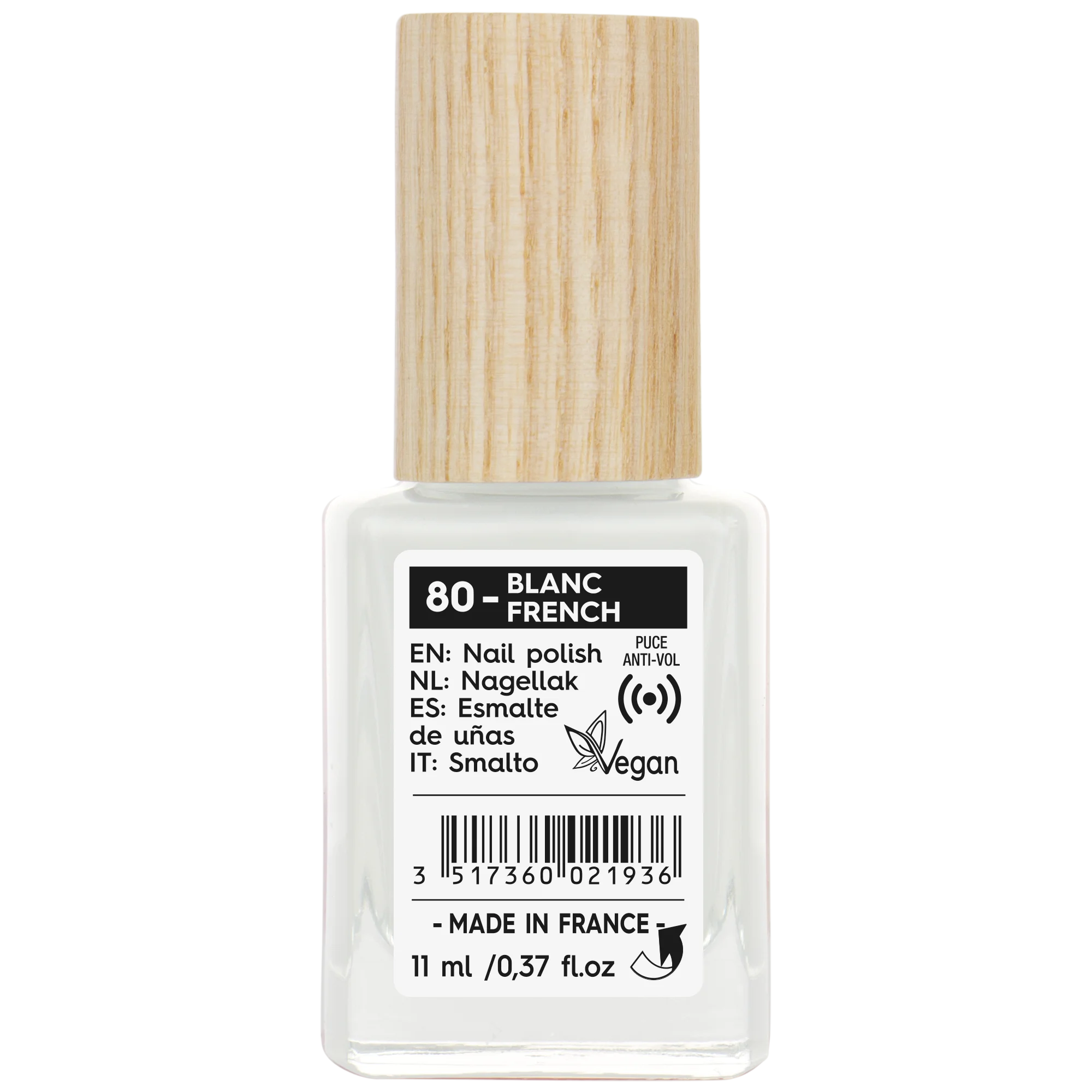 SO’BiO étic Neglelak - 80 fransk hvid (11 ml) - med strålende og intens farve
