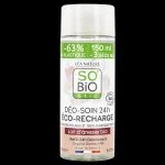 SO’BiO étic Refill til 24-timers fugtgivende roll-on-deodorant med økologisk æselmælk (150 ml) - én refill erstatter tre roll-ons