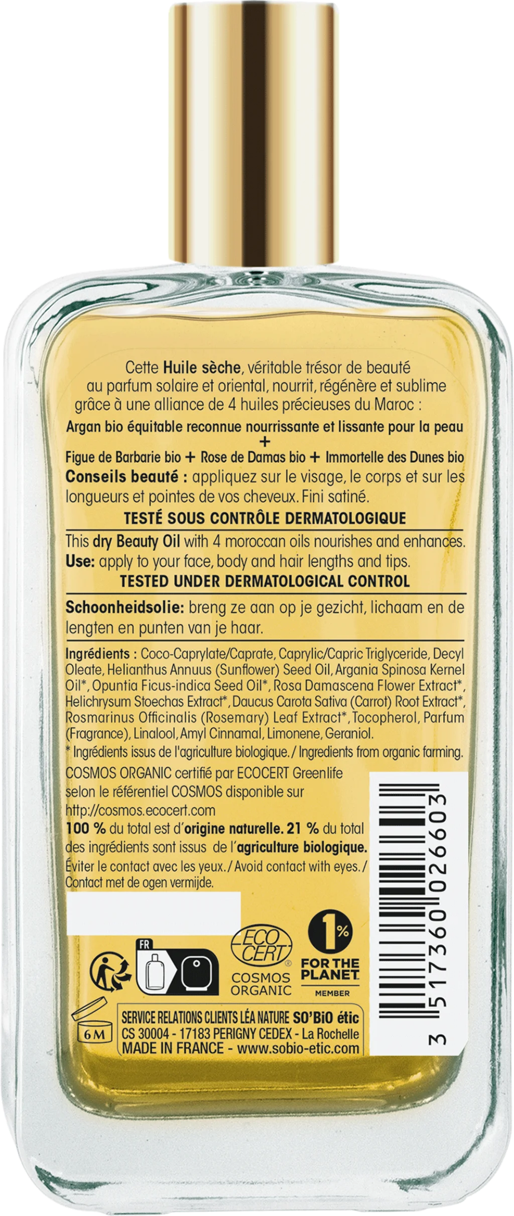 SO’BiO étic Précieux Argan Plejende olie til krop, ansigt og hår ØKO (100 ml) - ungdommens og skønhedens eliksir