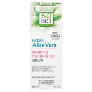 SO’BiO étic Ansigtsserum med Aloe vera - beroligelse og fugt til sensitiv hud BIO (30 ml) - fugter, beroliger og opklarer