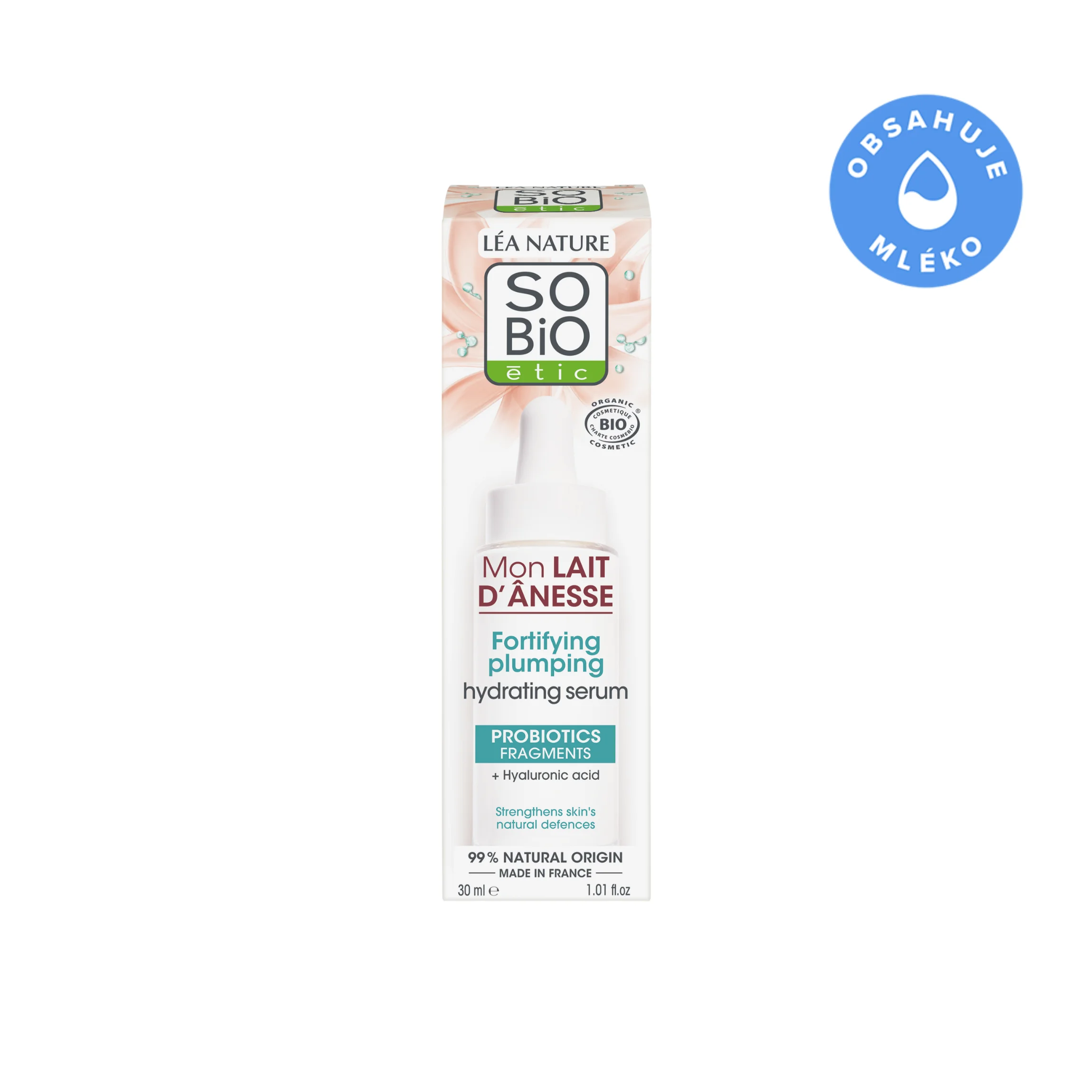 SO’BiO étic Styrkende fugtserum med økologisk æselmælk (30 ml) - med hyaluronsyre