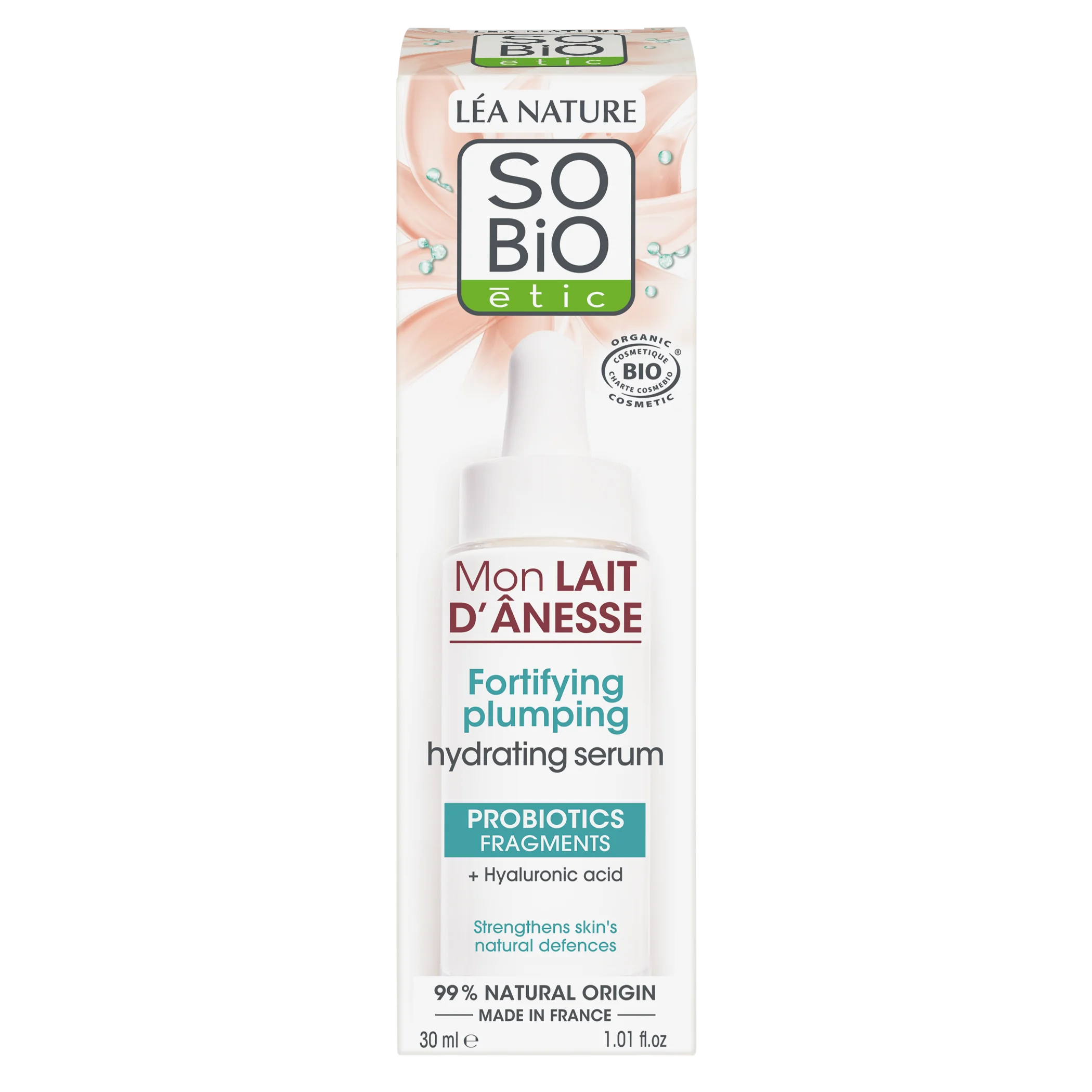 SO’BiO étic Styrkende fugtserum med økologisk æselmælk (30 ml) - med hyaluronsyre