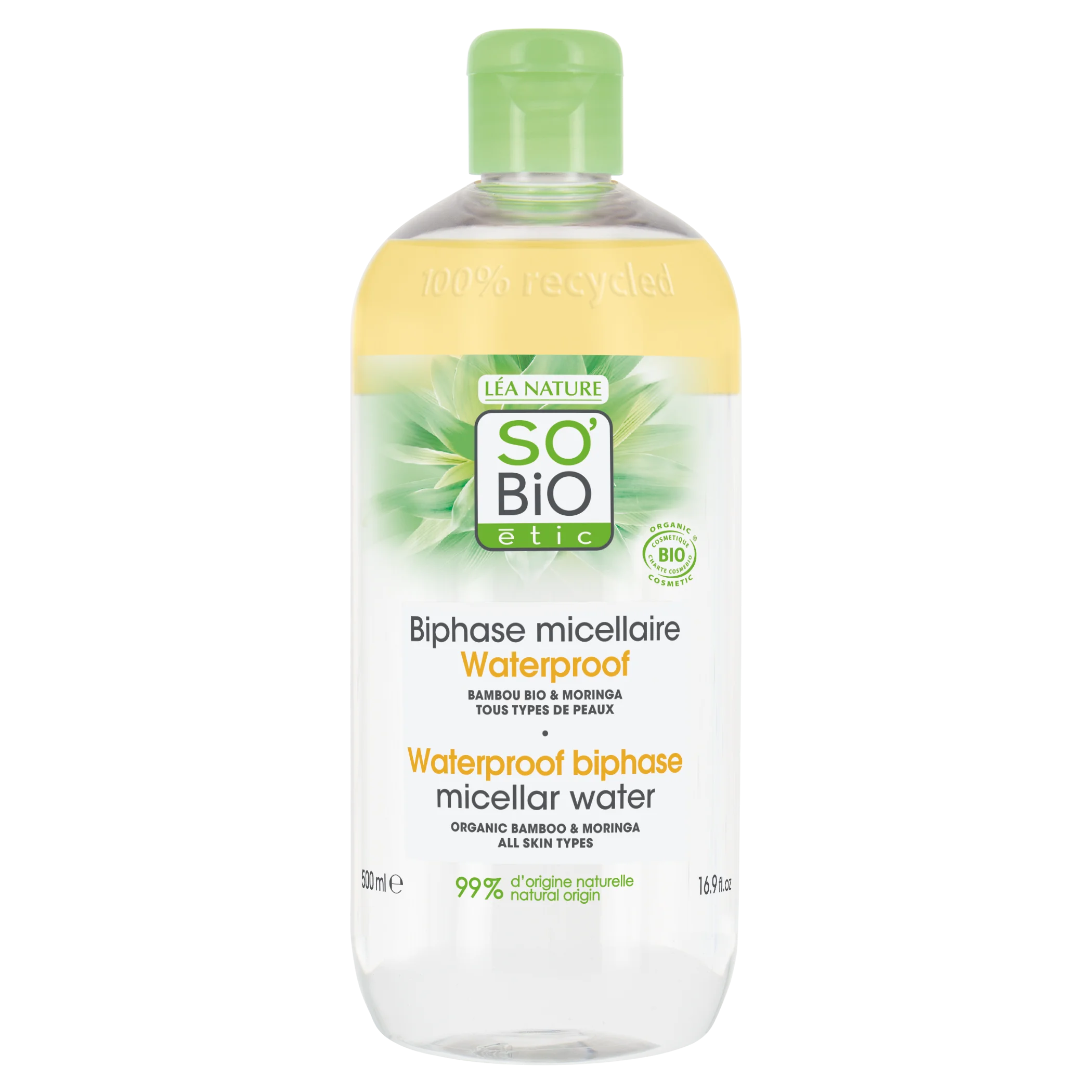 SO’BiO étic Micellarvand tofase - Pur BAMBOO BIO (500 ml) - med økologisk bambus og moringa