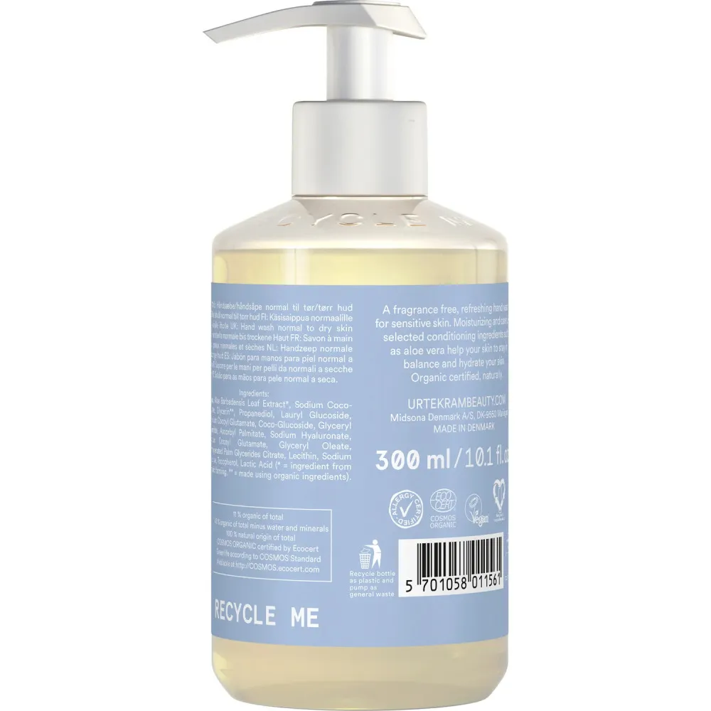 Urtekram Flydende håndsæbe uden parfume 300ml BIO, VEG