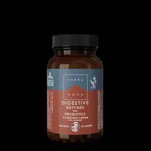 Terranova Health Fordøjelsesenzymer & probiotika (50 kapsler) - beriget med fennikel, ingefær og burrerod