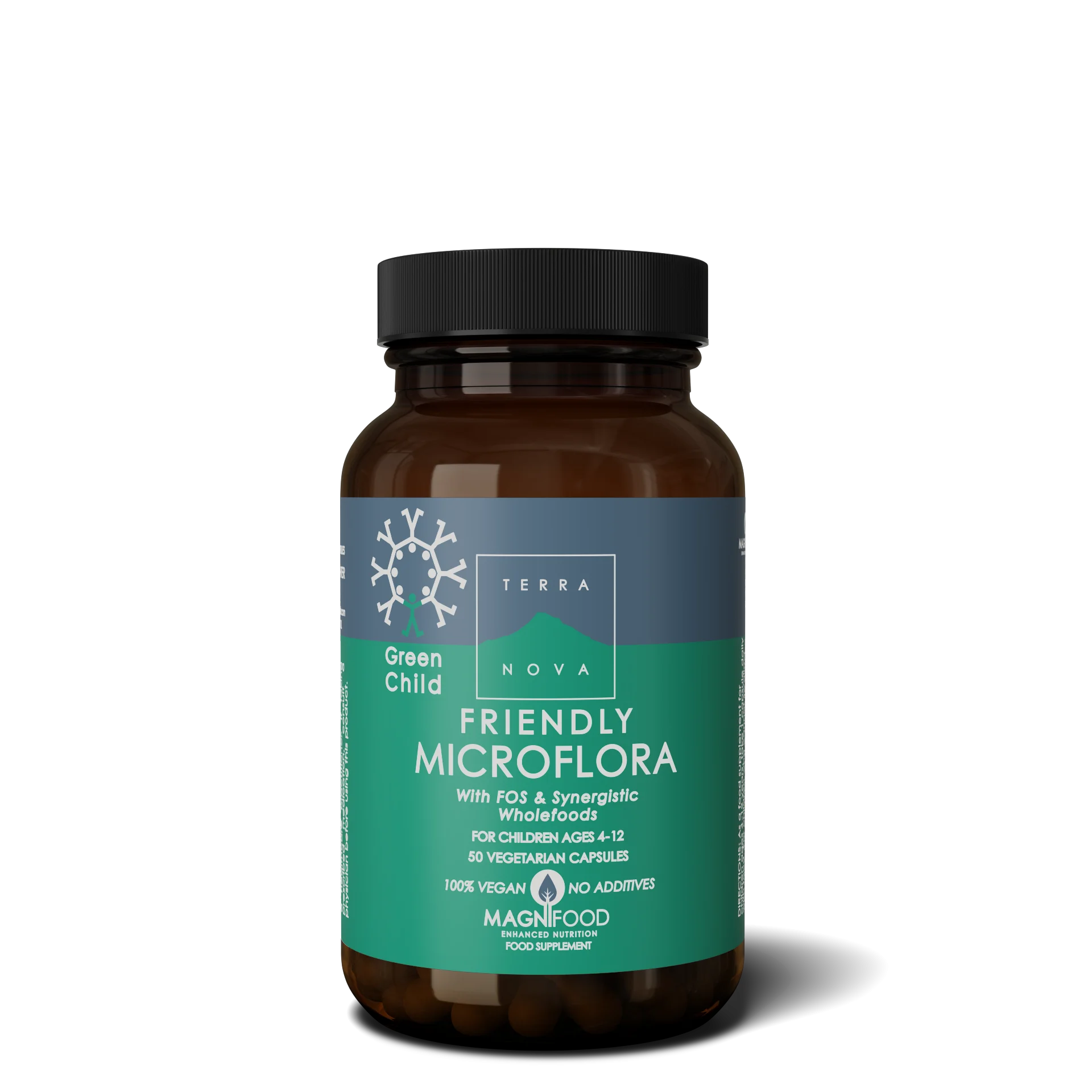 Terranova Health Green Child Friendly Microflora (50 kapsler) - velegnet til børn fra 4 til 12 år