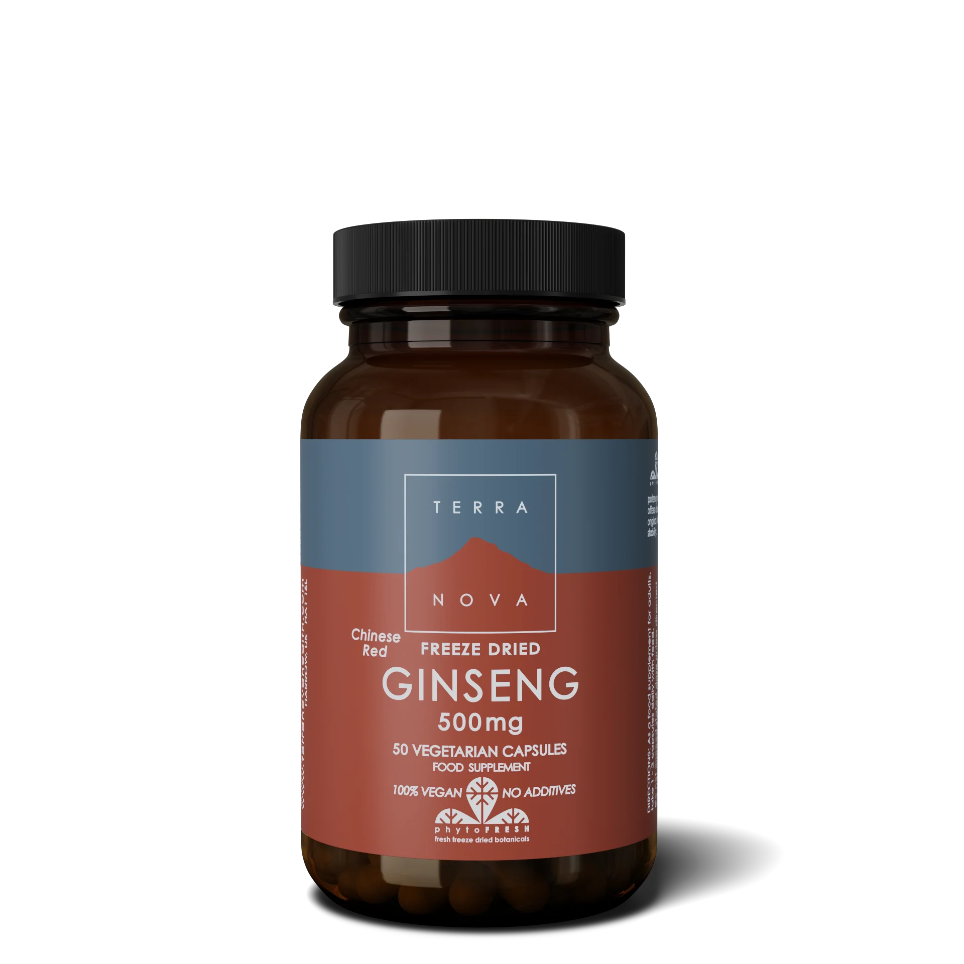 Terranova Health Kinesisk rød ginseng, frysetørret, økologisk (50 kapsler) - støtter immunforsvaret