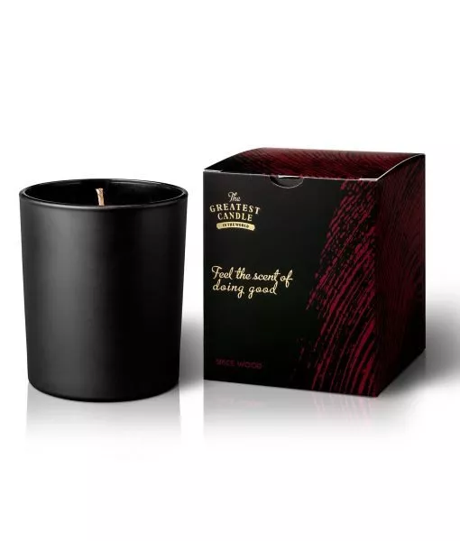 The Greatest Candle in the World Duftlys i sort glas (170 g) - træ og krydderier
